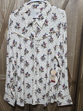 NWT Cotton Rye Pearl Snap Button Down Western Long Sleeve Shirt Womens Size XXL